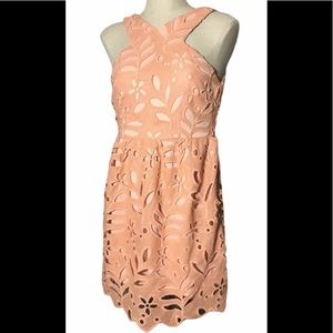 Dee Elly peach floral eyelet sleeveless dress S